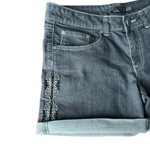 prAna Kara Embroidered Gray Denim Shorts Size 4